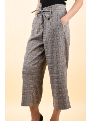 Pantaloni Dama Vero Moda Coco Culotte Paperbag Grey/Brown/Rust